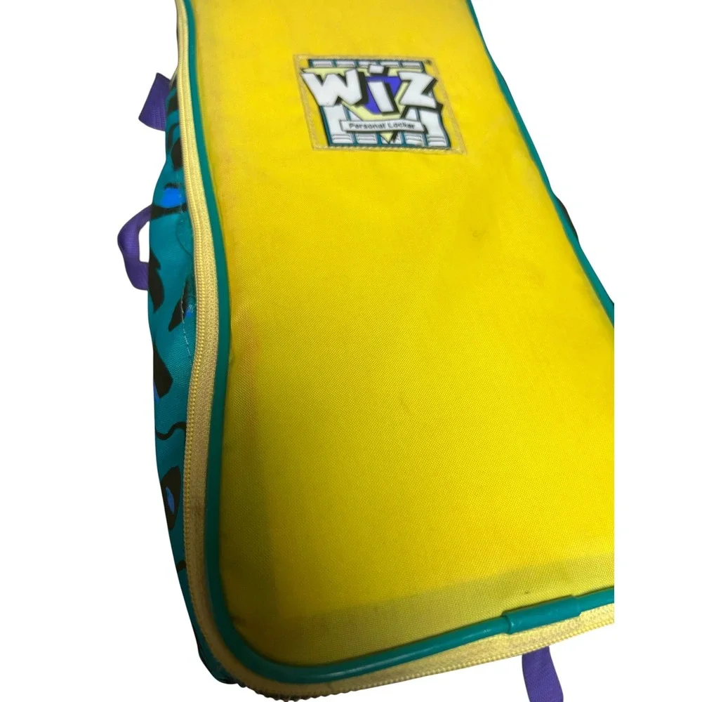 Vintage 90s Wiz Personal Locker Backpack SPI Organizer Geometric Memphis Teal